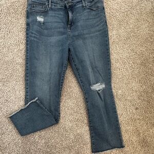 Denizen from Levi's Dark Blue Distressed Cropped Jeans